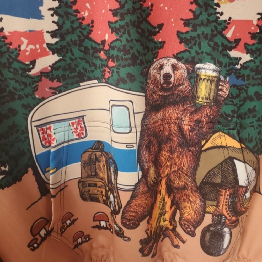 Custom art Camping Bear Hoodie